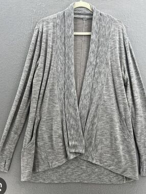 Athleta Restore Wrap Cardigan Gray Open-Front Women’s Cardigan Sweater Medium
